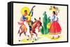 Burro Rider Serenades La Senorita-null-Framed Stretched Canvas