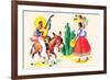 Burro Rider Serenades La Senorita-null-Framed Premium Giclee Print