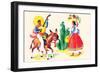 Burro Rider Serenades La Senorita-null-Framed Art Print