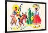 Burro Rider Serenades La Senorita-null-Framed Art Print