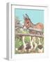 Burro Talking to Geese-null-Framed Art Print