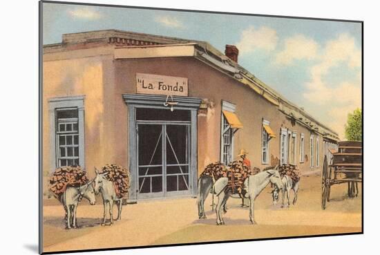 Burros with Firewood, La Fonda, Santa Fe, New Mexico-null-Mounted Art Print