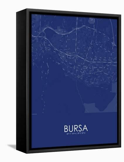 Bursa, Turkey Blue Map-null-Framed Stretched Canvas