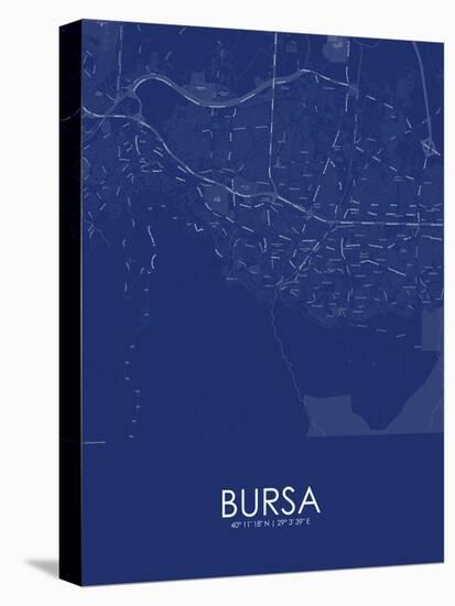 Bursa, Turkey Blue Map-null-Stretched Canvas