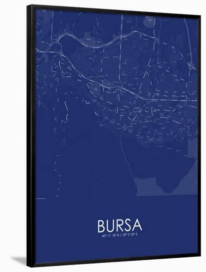 Bursa, Turkey Blue Map-null-Framed Poster