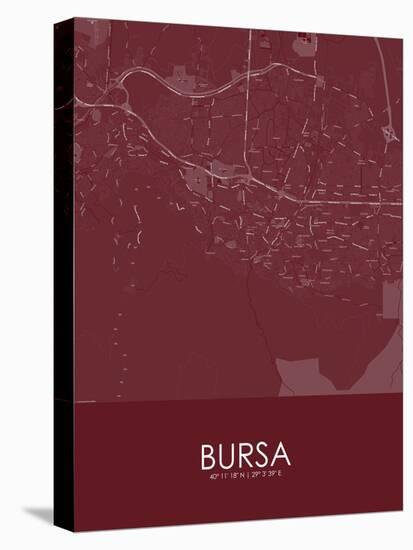 Bursa, Turkey Red Map-null-Stretched Canvas