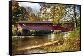 Burt Henry Covered Bridge, Vermont-George Oze-Framed Stretched Canvas