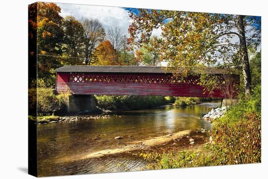 Burt Henry Covered Bridge, Vermont-George Oze-Stretched Canvas