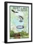 Burt Lake, Michigan - Nautical Chart-Lantern Press-Framed Art Print