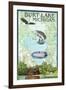 Burt Lake, Michigan - Nautical Chart-Lantern Press-Framed Art Print