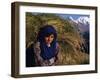 Burusho Girl Returns Home with Fodder for Her Livestock in the Hunza Valley-Amar Grover-Framed Photographic Print