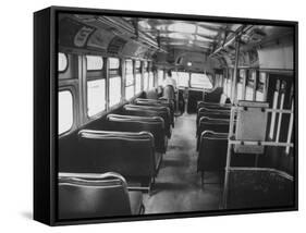 Bus Driver on Empty Bus During Boycotting by African Americans-null-Framed Stretched Canvas