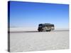 Bus on Salar de Uyuni, the Largest Salt Flat in the World, South West Bolivia, South America-Simon Montgomery-Stretched Canvas