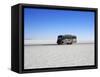 Bus on Salar de Uyuni, the Largest Salt Flat in the World, South West Bolivia, South America-Simon Montgomery-Framed Stretched Canvas