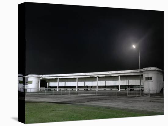 Bus Station at Night-Robert Brook-Stretched Canvas