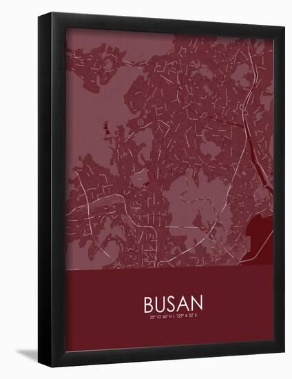 Busan, Korea, Republic of Red Map-null-Framed Poster