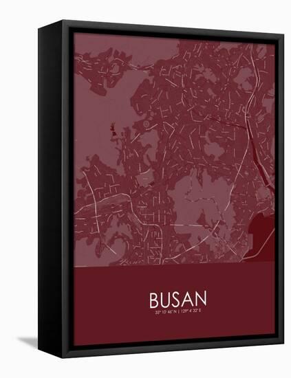 Busan, Korea, Republic of Red Map-null-Framed Stretched Canvas