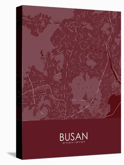 Busan, Korea, Republic of Red Map-null-Stretched Canvas