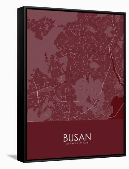 Busan, Korea, Republic of Red Map-null-Framed Stretched Canvas