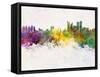 Busan Skyline in Watercolor Background-paulrommer-Framed Stretched Canvas