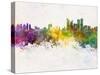 Busan Skyline in Watercolor Background-paulrommer-Stretched Canvas