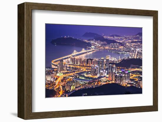 Busan, South Korea Aerial View at Night.-SeanPavonePhoto-Framed Photographic Print