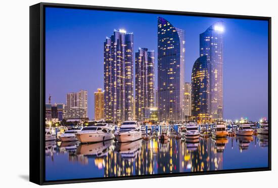 Busan, South Korea Skyline at Haeundae District.-SeanPavonePhoto-Framed Stretched Canvas