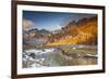 Buscagna Valley, Alpe Devero, Ossola Valley, Piedmont, Italy. Sunrise in Buscagna Valley in Autumn.-ClickAlps-Framed Photographic Print