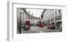 Buses and taxis in Oxford Street, London-Pangea Images-Framed Art Print