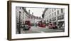 Buses and taxis in Oxford Street, London-Pangea Images-Framed Art Print