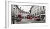 Buses and taxis in Oxford Street, London-Pangea Images-Framed Art Print