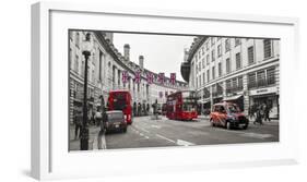 Buses and taxis in Oxford Street, London-Pangea Images-Framed Art Print