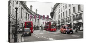 Buses and taxis in Oxford Street, London-Pangea Images-Stretched Canvas