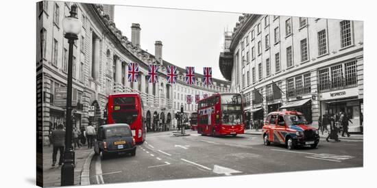 Buses and taxis in Oxford Street, London-Pangea Images-Stretched Canvas