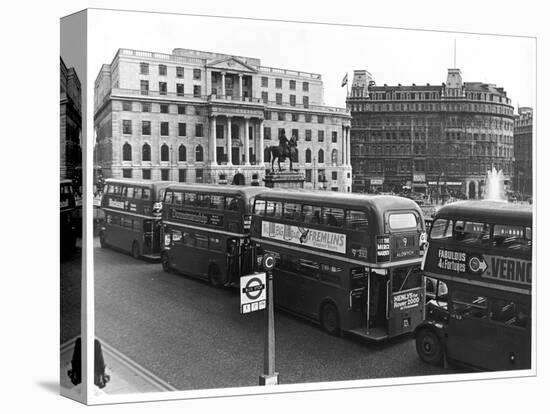 Buses at Trafalgar Squ-null-Stretched Canvas