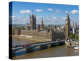 Buses Crossing Westminster Bridge by Houses of Parliament, London, England, United Kingdom, Europe-Walter Rawlings-Stretched Canvas