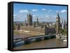 Buses Crossing Westminster Bridge by Houses of Parliament, London, England, United Kingdom, Europe-Walter Rawlings-Framed Stretched Canvas