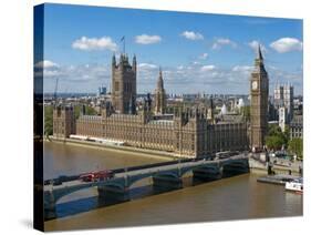 Buses Crossing Westminster Bridge by Houses of Parliament, London, England, United Kingdom, Europe-Walter Rawlings-Stretched Canvas