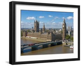 Buses Crossing Westminster Bridge by Houses of Parliament, London, England, United Kingdom, Europe-Walter Rawlings-Framed Photographic Print