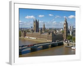 Buses Crossing Westminster Bridge by Houses of Parliament, London, England, United Kingdom, Europe-Walter Rawlings-Framed Photographic Print