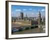 Buses Crossing Westminster Bridge by Houses of Parliament, London, England, United Kingdom, Europe-Walter Rawlings-Framed Photographic Print