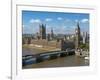 Buses Crossing Westminster Bridge by Houses of Parliament, London, England, United Kingdom, Europe-Walter Rawlings-Framed Photographic Print