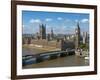 Buses Crossing Westminster Bridge by Houses of Parliament, London, England, United Kingdom, Europe-Walter Rawlings-Framed Photographic Print