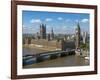 Buses Crossing Westminster Bridge by Houses of Parliament, London, England, United Kingdom, Europe-Walter Rawlings-Framed Photographic Print