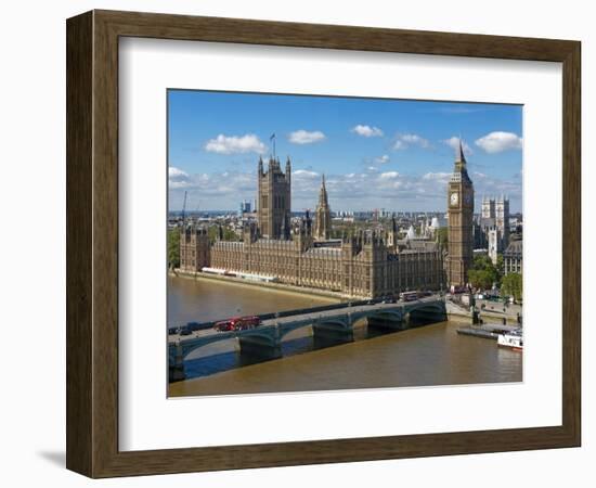 Buses Crossing Westminster Bridge by Houses of Parliament, London, England, United Kingdom, Europe-Walter Rawlings-Framed Photographic Print