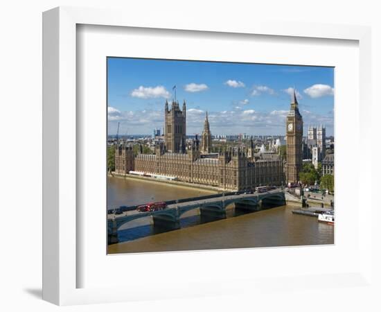 Buses Crossing Westminster Bridge by Houses of Parliament, London, England, United Kingdom, Europe-Walter Rawlings-Framed Photographic Print