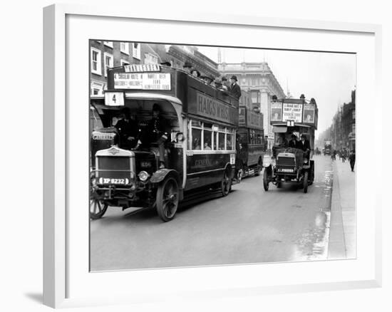 Buses Driven by Volunteers Seen Here in Oxford Street During the 10th Day of the General Strike-Staff-Framed Photographic Print
