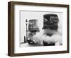 Buses Pass Through Smoke Screens-null-Framed Photographic Print