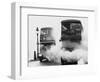 Buses Pass Through Smoke Screens-null-Framed Photographic Print