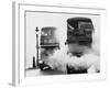 Buses Pass Through Smoke Screens-null-Framed Photographic Print